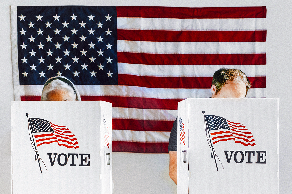 Picture of two people voting