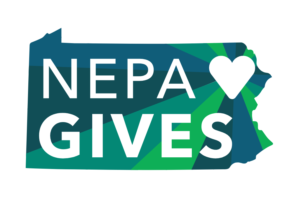 NEPA Gives text over shape of Pennsylvania in blue and green