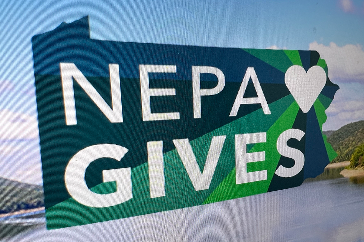 Photo of the NEPA Gives logo on a computer screen