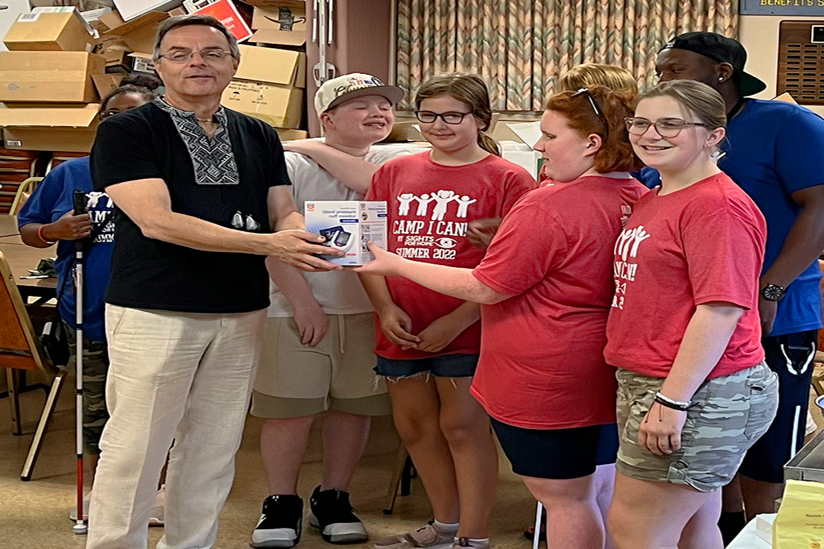 Photo of Camp I CAN! participants donating items to the people of the Ukraine at St. Mary Ukrainian Orthodox Church in Allentown, PA