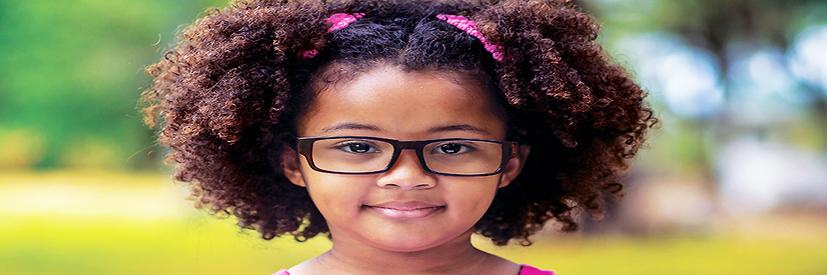 Photo of an African-American girl wearing glasses; Photo from Pennsylvania Vision Foundation