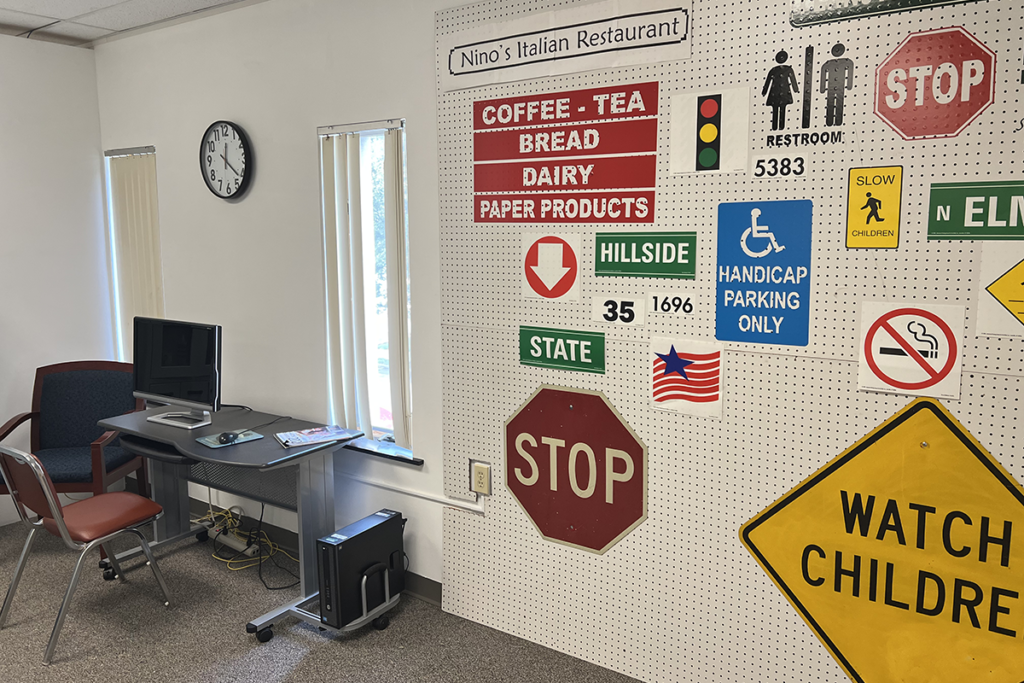 Exam room wall in the Low Vision Care Area at Sights for Hope's Lehigh Valley Services Center