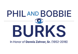Graphic recognizing individual donors Phil and Bobbie Burks, who support Sights for Hope in honor of Dennis Zehner, Sr. (1952-2016)
